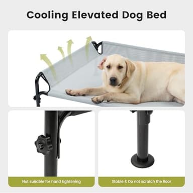 Gardner Pet Elevated Dog Bed for Small Dog, Outdoor Raised Bed Waterproof Portable Cooling Pet Cot Hammock Bed with 3-Sided Guardrail, Breathable Mesh, Black, 35 Inches - Image 4