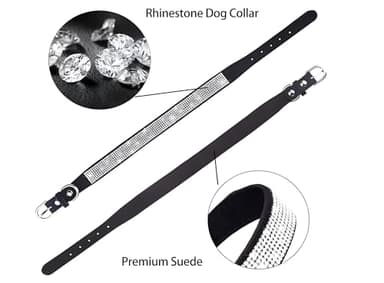 Black Bling Cat Collar, Rhinestone Dog Collars Girl Diamond Puppy Collar Female Sparkly Sparkle Jewelry Cute Adjustable for XXS XS Small Medium Boy Pet Kitten Princess, XX-Small - Image 3