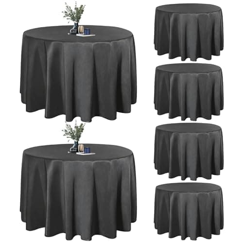 Easy-Going 6 Pack Black Tablecloths 120 Inch-Round for 8 Ft Round Table, Washable Polyester Waterproof Stain Resistant Table Cloth, Decorative Table Cover for Kitchen, Dining Tables, Events - Image 1
