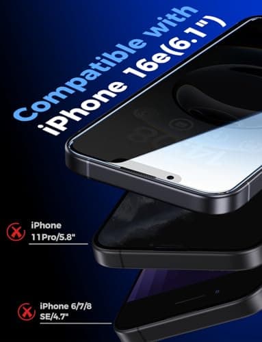 MAGIC JOHN 2 Pack for iPhone 16e 6.1inch Privacy Screen Protector, Tempered Glass Film, Auto Dust-Elimination, Bubble Free, Easy Installation - Image 3