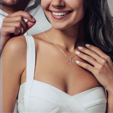 Iefil Unique Rose Heart Initial Necklace, 925 Sterling Silver Rose Love Heart Initial W Necklace Jewelry, Gifts for Her, Anniversary Birthday Gifts for Women - Image 3