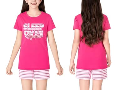 Cozchique Summer Pajamas for Girls – Fuchsia & Stripe PJS Ultra Soft Jammies Set Size 6 - Image 2