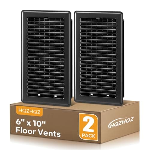 Floor Vent Covers, 6x10 Floor Register, Heavy Duty Steel Walkable Floor Vents, Easy Adjust Air Supply Lever, Vent Covers for Home Floor, 2 Pack Black - Image 1