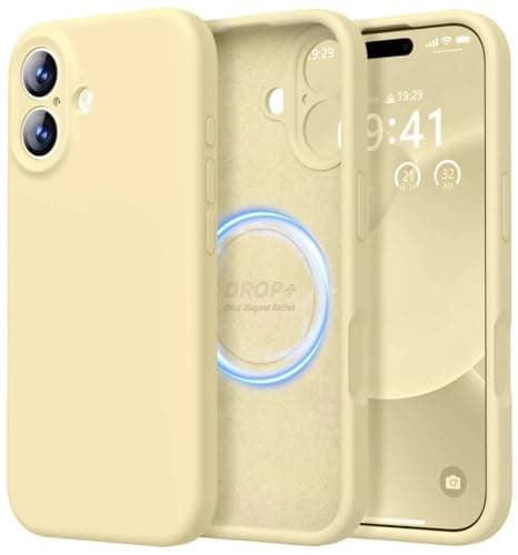 LOVE 3000 Designed for iPhone 17 Case, Premium Silicone [Compatible with Magsafe][Soft Anti-Scratch Microfiber Lining] Shockproof Protective Phone Case for Men Women 6.3", Creamy Yellow - Image 1