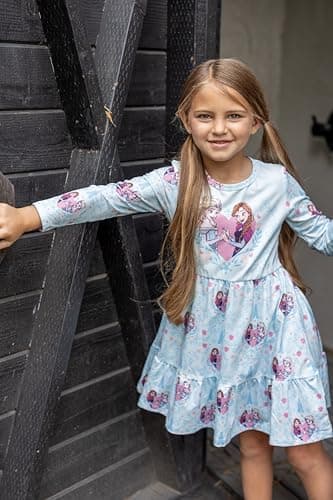 Disney Frozen Elsa Dress Little Girl A-Line Character Print Casual Long Sleeve Winter Fall Clothes Kids Outfit Gift Party Costume 3T - Image 4
