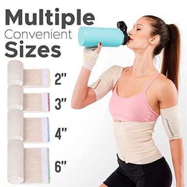 Premium Elastic Bandage Wrap (3" 2 Pack) - Hook & Loop Fasteners at Both Ends - Latex Free Hypoallergenic Compression Roll - Reusable Bandages for Waist, Legs, Elbow & Knee Wrap - Image 9