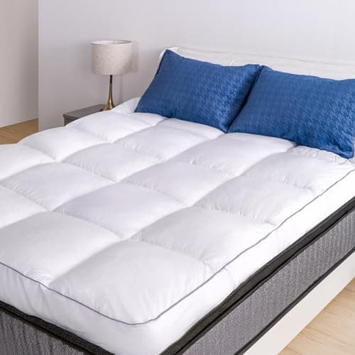 Marine Moon Twin XL Mattress Topper, Cooling Plush Bed Topper Soft Thick Pillow Top Mattress Toppers, 3 Inch Feather Down Alternative Pad Cover for College Dorm, Back Pain Relief, XL Twin 39" x 80" - Image 1