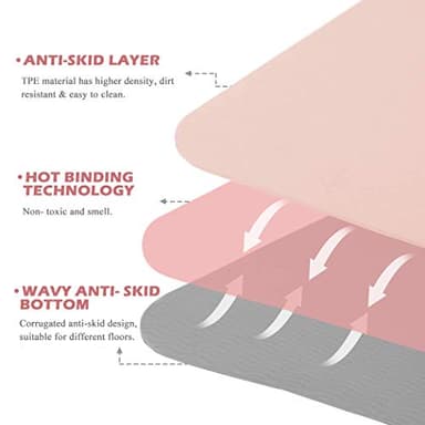 Non Slip, Pilates Fitness Mats, Eco Friendly, Anti-Tear 1/4" Thick Yoga Mats for Women, Exercise Mats for Home Workout with Carrying Sling (72"x24", Parfait Pink & Gray) - Image 7