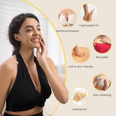 Double Sided Sticky Bra Inserts Reusable Ultra Push Up Lift Invisible Self Adhesive Bra Pads for Bikini Swimsuit Strapless Dress - Image 4