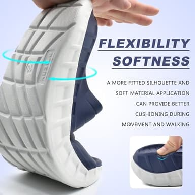 KuaiLu Mens Recovery Sandals Sport Comfortable Arch Support Athletic Cushion Walking Slides Orthopedic Plantar Fasciitis Open Toe Slip On Wide Width Summer Beach Waterproof Slippers Blue White Size 11 - Image 7
