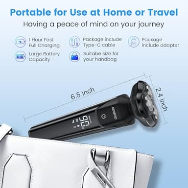 Electric Razors for Women, Facial Hair Removal, Bikini Trimmer, Rechargeable Womens Electric Shaver for Legs, Face, Lips Hairs, Wet and Dry Shaving, Type-C Fast Charging, LED Display - Image 7