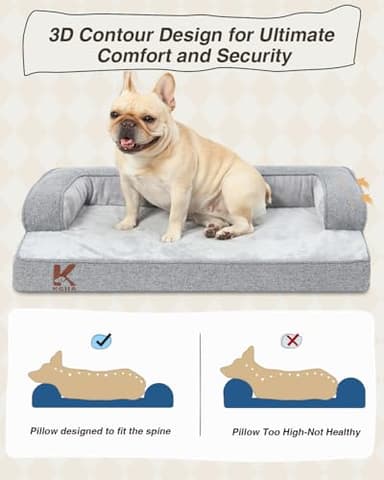 KSIIA Washable Dog Bed Medium Size Dog U-Shaped Bolster Pet Couch with Removable Waterproof Cover, Non-Slip Bottom and Egg-Crate Orthopedic Foam Pet Bed, 35 x 22 Inch, Gray - Image 4