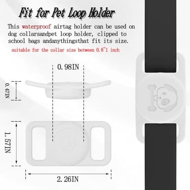 4 Pack Waterproof AirTag Dog Collar Holder Compatible with Apple AirTag, Silicone Hidden Loop Holder for Airtag Tracker, Anti-Lost Dog Collar Air Tag Accessories(Black,White,Red,Blue) - Image 2