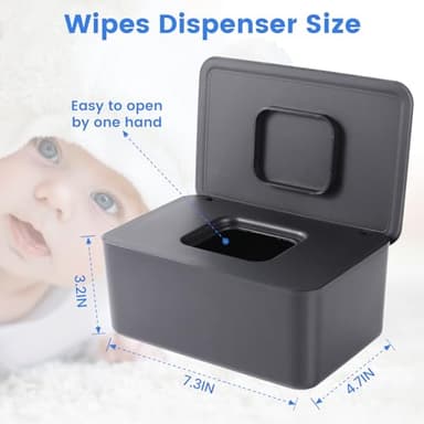 Lijroavy Baby Wipes Dispenser & Wipes Holder - Non-Slip Refillable Baby Wipes Container with Sealing Lid, Keeps Wipes Fresh, Portable Wipes Case for Travel & Home (Black) - Image 6