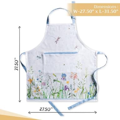 Maison d' Hermine Apron for women with Pocket 100% Cotton 27.50"x31.50" 1 Piece Adjustable Neck Strap & long ties Apron Men, Chef, Wedding, Cooking, Gardening, Server Spring/Summer (Fleurs De Mai) - Image 4