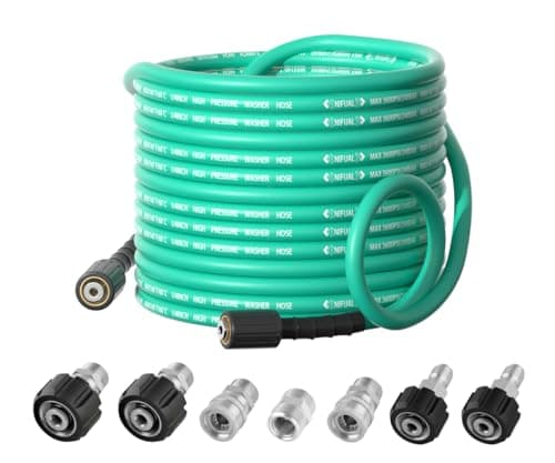 Flexible Pressure Washer Hose 25FT X 1/4",Kink Resistant,3600 PSI Pressure Washing Hose,Heavy Duty Power Washer Hose,M22 to 3/8" Quick Connect Couplers for Extension Replacement Hose, 7 Accessories - Image 1