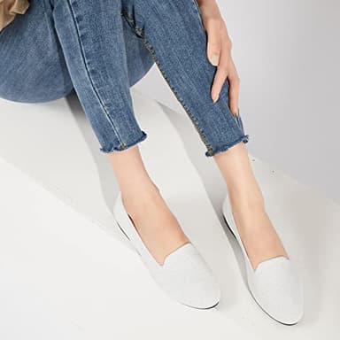 BABUDOG Women's Sparkly Flats Shoes Shiny Mesh Loafers Shoes Soft Memory Foam Flats(Sparkly White.US9) - Image 6