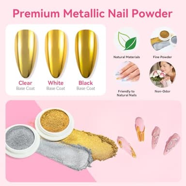 Makartt 3D Nail Gel and Chrome Nail Powder Kit, 15g Sculpting Gel for Nail Art DIY No wipe 3D Molding and Metallic Chrome Powder Set for Decoration Manicure Pedicure Use - Image 3