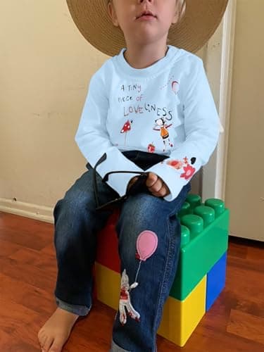 LUKYCILD Toddler Girl Clothes Baby Girl Long Sleeve Top + Jeans Pants with Pockets 2 Piece Outfit Cartoon Clothing Set - Image 4