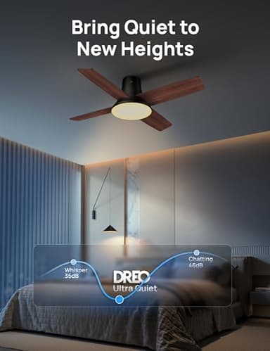 Dreo Ceiling Fans with Lights, 44'' Low Profile Black Ceiling Fan with Remote Control for Bedroom, 6-Level Dimmable Lighting & 5-Color Tone, 6 Speeds, Reversible DC Motor, Easy Installation, Timer - Image 6