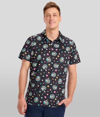 Tipsy Elves Men's Athletic Fit Golf Polo Shirts - Performance Golf Shirt for Men with 4-Way Stretch & Moisture-Wicking Fabric - Black Cart Dog, Size 3X-Large - Image 2