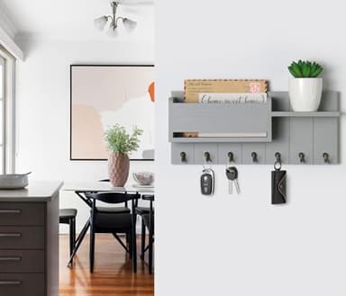 RelaxScene Key Holder Wall Mount - Decorative Key Rack and Mail Organizer with 7 Key Hooks - Wooden Key Hanger with Shelf for Living Room Decor - Rustic Farmhouse Home Entryway Aesthetic Essentials - Image 3