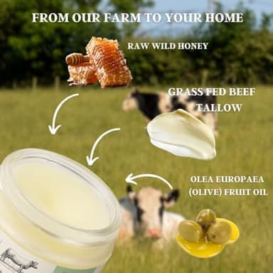 FRANDORA Beef Tallow & Honey Balm – All-Natural Moisturizer Hydrates and Nourishes the Skin, Grass-fed Beef Tallow Honey Balm blend - Ultra-Nourishing Moisturizer for Face, Body & Hands. - Image 2