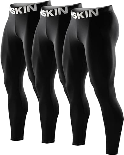 DRSKIN 3 Pack Men’s Compression Pants Tights Leggings Sports Baselayer Running Athletic Workout Active Performance (Classic B01 3P, L) - Image 1