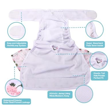 Avont 3 Pack Washable Female Dog Diapers, Reusable Period Diapers Cover for Girl Doggies Heat Cycle, Incontinence -Strawberry/Orange/Cherry(XL) - Image 3