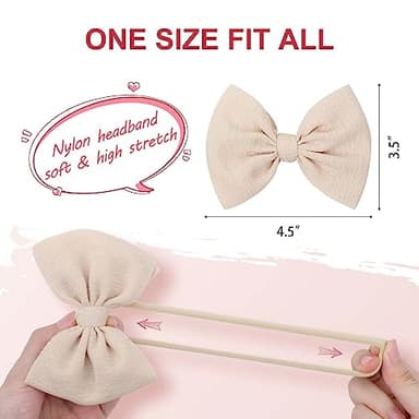 YanJie 3 Pcs Soft Headbands Baby Girls Nylon Headband with Hair Bow Hairbands Hair Accessories for Newborn Infant Toddler Kids - Image 2