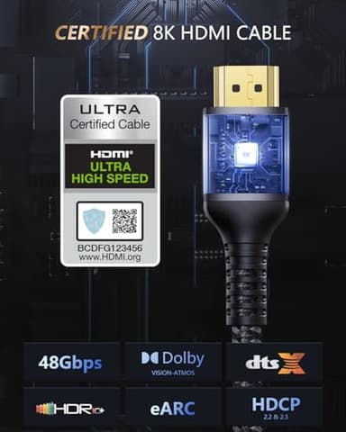 Stouchi 10K 8K HDMI Cable 6ft 48Gbps (Certified) Ultra High Speed HDMI® Cable, 8K60Hz 4K120Hz 144Hz eARC HDCP 2.2&2.3 HDR10+ Dolby Compatible with PS5 PlayStation 5 Xbox Series X Apple TV 4K - Image 2