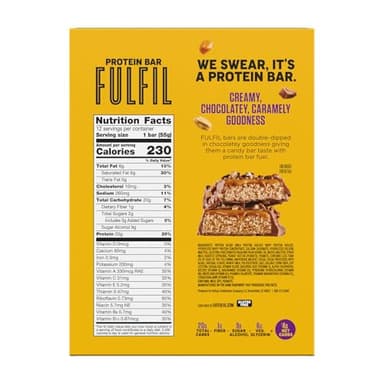FULFIL Protein Bars, Chocolate Peanut Caramel Flavored, Gluten Free with 20g Protein, Pantry Staples, 12 Count - Image 2