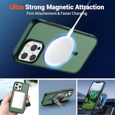 SUPFINE Magnetic for iPhone 13 Pro Max Case (Compatible with MagSafe) (Military Grade Drop Protection) Translucent Matte Shockproof Phone Case,Forest Green - Image 5