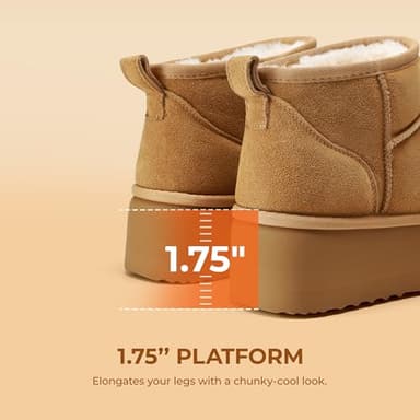 DREAM PAIRS Platform Mini Boots for Women Suede Genuine Leather, Classic Winter Ankle Snow Boots with Memory Foam Insole Lightweight Anti-Slip Outsole FuzzyClassic,Size 7.5,Chestnut,SDSB2427W - Image 5