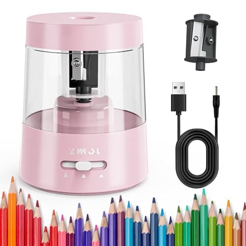 ZMOL Electric Pencil Sharpener,Portable Small Battery Powered Pencil Sharpeners for Kids,Electric Pencil Sharpener Battery Operated,Suitable for No.2/Colored Pencils(6-8mm) Pink - Image 1
