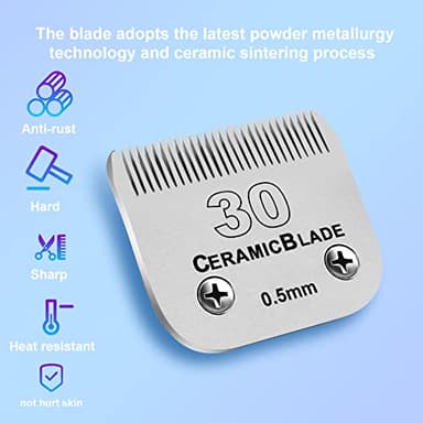 DODAER Size 40/30/15/10/7FC/5FC/4FC/3FC Detachable Pet Dog Grooming Clipper Ceramic Blades Set,Compatible with Andis,Oster A5,Wahl KM10 Series Clippers,Cut Length 1/100"(0.25mm) to 1/2"(13mm),8 Pack - Image 2