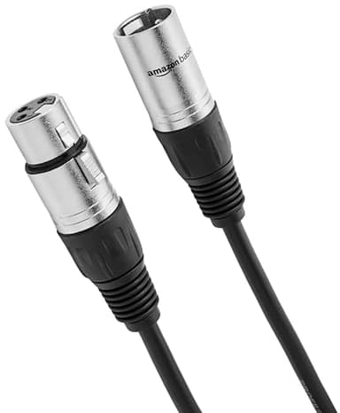 Amazon Basics XLR Male to Female Microphone Cable for Speaker or PA System, All Copper Conductors, 6MM PVC Jacket, 6 Foot, Black - Image 1