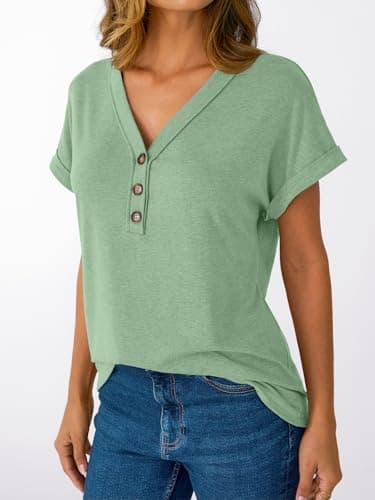AUTOMET Short Sleeve V Neck T Shirts Womens 2025 Summer Spring Fashion Business Casual Dressy Cute Lightweight Loose Fit Work Tshirts Ladies Blouses Henley Tops Clothes Outfits Clothing - Image 3
