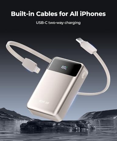 JOYFAR Portable-Charger-Power-Bank Travel Essentials Battery Pack USB C 30000mAh Built in Cable 22.5W Phone Fast Charging Powerbank Compatible with iPhone 16 15 14 13 12 11 iPad Google Xiaomi (Gold) - Image 5