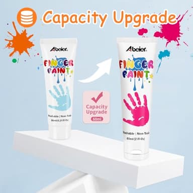 ABEIER Washable Finger Paint for Toddlers, Safe Non-Toxic, 12 x 2oz Vibrant Colors, Baby Safe Paint for Hand and Feet, Mess Free Art Supplies for Kids, Preschool Learning Gifts, Ages 1-3 4 5 6+ - Image 6