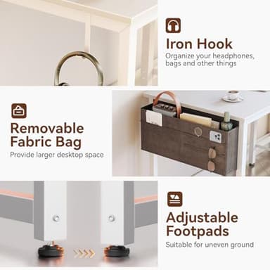 Casaottima 40-Inch Small Desk with 4 Fabric Drawers, Compact Study Desk for Students and Kids, Space-Saving Work Table for Bedroom or Small Spaces, White - Image 5