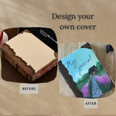 Rustic Vintage Leather Spine Bound Journal - 200 Pages, 10"X7", Brown - Handmade Antique Deckle Edges Watercolor Paper - Book of Shadows/Spell - Writing Notebook Sketchbook for Women and Men - Image 6