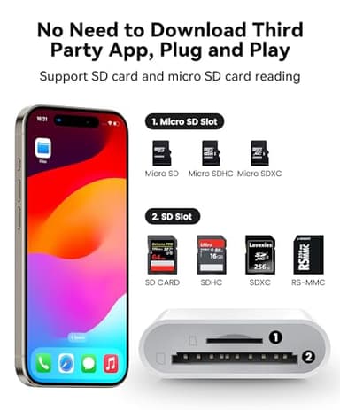 USB C SD Card Reader for iPhone 15 16/iPad/MacBook/Mac, xdgeLoad USB-C Type C SD Reader Supports SD and MicroSD Memory Card Adapter, Trail Camera Viewer Plug and Play - 2 Slots - Image 2