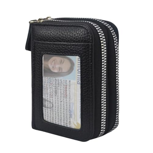 NGIL Small Zippered Faux Leather Wallet for Women, Accordion-Style Card Slot Women Wallet, RFID Blocking Credit Card Holder Wallet, Card Cases & Money Organizers (Black) - Image 1