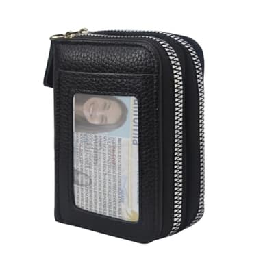 NGIL Small Zippered Faux Leather Wallet for Women, Accordion-Style Card Slot Women Wallet, RFID Blocking Credit Card Holder Wallet, Card Cases & Money Organizers (Black) - Image 1