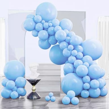 PartyWoo Blue Balloons 130 pcs Sky Blue Balloons Different Sizes Pack of 18 12 10 5 Inch Baby Blue Balloon Arch Kit Balloon Garland for Birthday Graduation Boys Baby Shower Party Decorations Blue-Y20 - Image 1