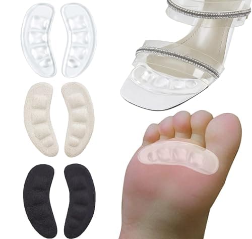 GQTJP Metatarsal Pads, Ball of Foot Cushions for Heels,Non Slip Foot Pads to Relief Pain All Day,Toe Pads Shoe Gummies for Heels, Heel Pads for Stop Feet from Sliding Forward (Mix - 3 Pairs) - Image 1