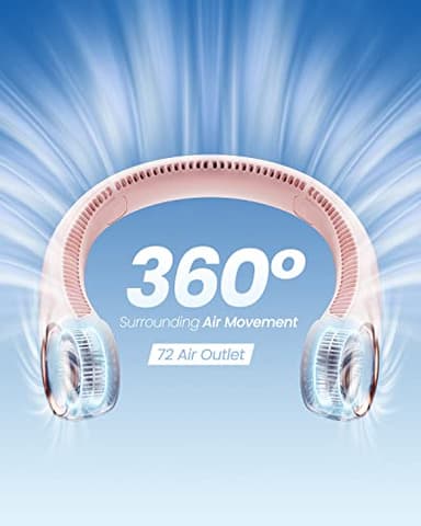 Gaiatop Portable Neck Fan Rechargeable, Hands-Free 360° Cooling, 17hrs Runtime, Battery Powered Personal Wearable Fan, Summer Outdoor Travel Essentials, Birthday Gifts for Women Mom Girls, Pink - Image 3