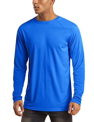 MAGCOMSEN Men's Long Sleeve UPF 50+ UV Sun Protection Athletic Shirts for Hiking, Running, Workout, Rash Guard - Blue, Medium - Image 1