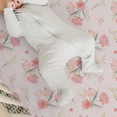 BROLEX Baby Fitted Crib Sheets: Kid Crib Sheets - Set of 2 for Toddler Standard Size Crib Mattress for Boys and Girls - Jersey Knit Crib Bed Sheets Pink Blossom - Image 6